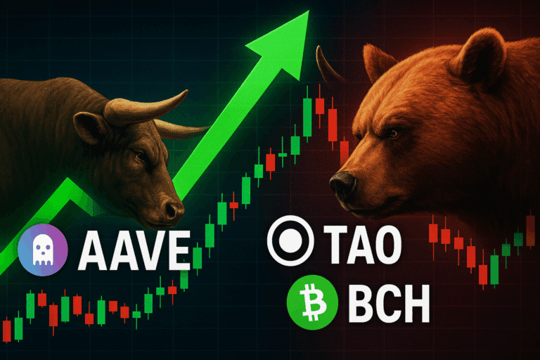 Aave rockets while tao and bch teeter as bulls and bears jockey for control at critical levels