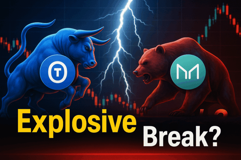 Tao and mkr coil at pivotal levels as bulls and bears brace for an explosive break