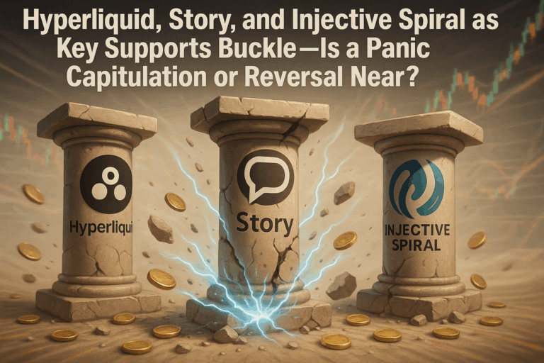 Hyperliquid, story, and injective spiral as key supports buckle—is a panic capitulation or reversal near?