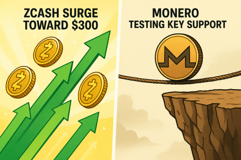 Zcash ignites toward 0 as monero bulls face pivotal showdown at key support